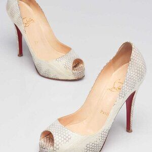 Christian Louboutin White/Grey Python Very Prive 120 Pumps Size 5/35.5